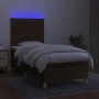 Cama box spring colchón y luces LED tela marrón oscuro 80x200cm de , Camas y somieres - Ref: Foro24-3135472, Precio: 323,98 €...