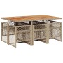 Set comedor de jardín 7 pzas con cojines ratán sintético beige en Conjuntos de jardín | Comprar online en Foru.es