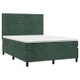 Cama box spring colchón y LED terciopelo verde oscuro 140x200cm de , Camas y somieres - Ref: Foro24-3136188, Precio: 495,40 €...