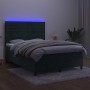 Cama box spring colchón y LED terciopelo verde oscuro 140x200cm de , Camas y somieres - Ref: Foro24-3136188, Precio: 495,40 €...
