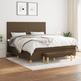 Cama box spring con colchón tela marrón oscuro 180x200 cm de , Camas y somieres - Ref: Foro24-3137016, Precio: 621,35 €, Desc...