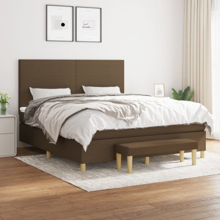 Cama box spring con colchón tela marrón oscuro 180x200 cm de , Camas y somieres - Ref: Foro24-3137016, Precio: 621,35 €, Desc...