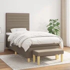 Box spring bed with taupe gray fabric mattress 100x200 cm by , Beds and slatted bases - Ref: Foro24-3137217, Price: 386,06 €,...