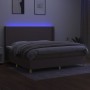 Cama box spring colchón y luces LED tela gris taupe 200x200 cm de , Camas y somieres - Ref: Foro24-3138745, Precio: 764,32 €,...