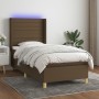 Cama box spring colchón y luces LED tela marrón oscuro 80x200cm de , Camas y somieres - Ref: Foro24-3138912, Precio: 334,90 €...