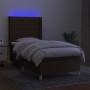 Cama box spring colchón y luces LED tela marrón oscuro 80x200cm de , Camas y somieres - Ref: Foro24-3138912, Precio: 334,90 €...