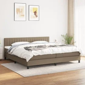 Box spring bed with taupe gray fabric mattress 200x200 cm by , Beds and slatted bases - Ref: Foro24-3140245, Price: 619,76 €,...