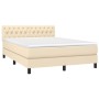 Cama box spring con colchón tela color crema 140x200 cm de , Camas y somieres - Ref: Foro24-3140302, Precio: 464,16 €, Descue...