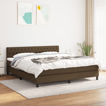 Cama box spring con colchón tela marrón oscuro 180x200 cm de , Camas y somieres - Ref: Foro24-3140316, Precio: 557,42 €, Desc...