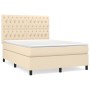Cama box spring con colchón tela color crema 140x200 cm de , Camas y somieres - Ref: Foro24-3142022, Precio: 536,26 €, Descue...