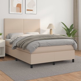 Cama box spring con colchón cuero sintético capuchino 140x200cm de , Camas y somieres - Ref: Foro24-3142730, Precio: 481,06 €...