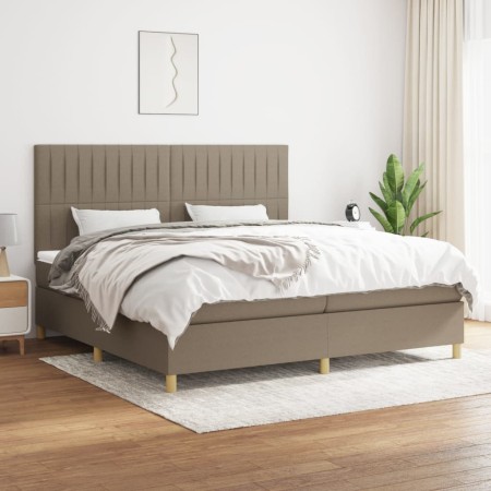 Cama box spring con colchón tela gris taupe 200x200 cm de , Camas y somieres - Ref: Foro24-3142525, Precio: 706,69 €, Descuen...