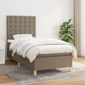 Cama box spring con colchón tela gris taupe 100x200 cm de , Camas y somieres - Ref: Foro24-3142637, Precio: 369,10 €, Descuen...