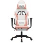 Silla gaming con reposapiés cuero sintético blanco y rosa de , Sillones para videojuegos - Ref: Foro24-3143708, Precio: 126,9...