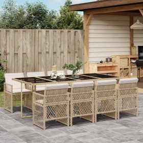Set comedor de jardín 9 pzas con cojines ratán sintético beige en Conjuntos de jardín | Comprar online en Foru.es