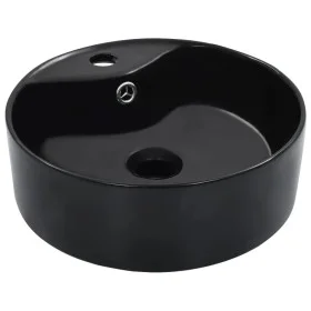 Lavabo con rebosadero 36x13 cm cerámica negro de vidaXL, Lavabos - Ref: Foro24-143912, Precio: 53,78 €, Descuento: %