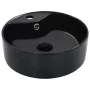 Lavabo con rebosadero 36x13 cm cerámica negro de vidaXL, Lavabos - Ref: Foro24-143912, Precio: 53,78 €, Descuento: %