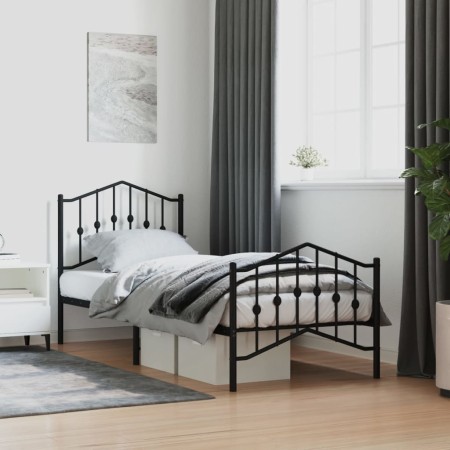 Estructura de cama con cabecero y estribo metal negro 80x200 cm de , Camas y somieres - Ref: Foro24-373798, Precio: 77,40 €, ...