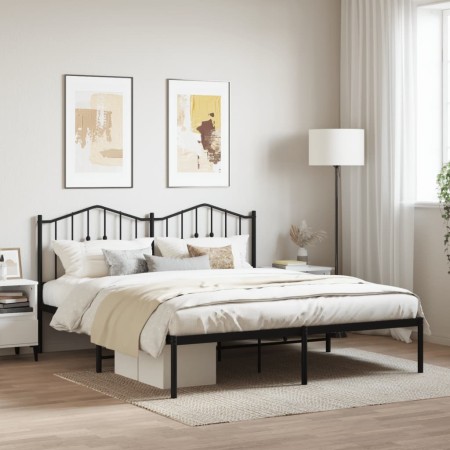 Estructura de cama con cabecero metal negro 180x200 cm de , Camas y somieres - Ref: Foro24-373793, Precio: 110,81 €, Descuent...