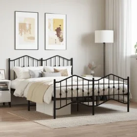 Estructura de cama cabecero y estribo metal negro 140x200 cm de , Camas y somieres - Ref: Foro24-373808, Precio: 121,45 €, De...