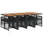 Set de comedor de jardín 9 pzas y cojines ratán sintético negro en Conjuntos de jardín | Comprar online en Foru.es