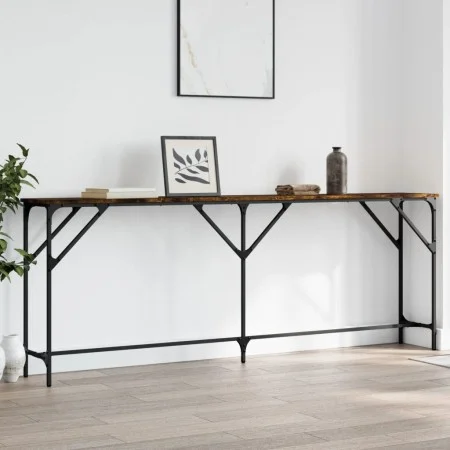 Mesa consola madera de ingeniería roble ahumado 200x29x75 cm by , Side tables - Ref: Foro24-837779, Price: 77,05 €, Discount: %