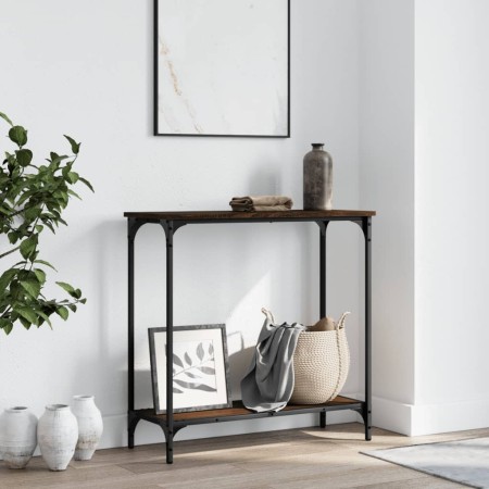 Mesa consola madera de ingeniería roble marrón 75x30,5x75 cm de , Mesas auxiliares - Ref: Foro24-837711, Precio: 36,26 €, Des...