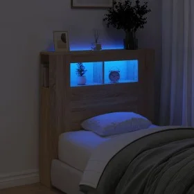 LED-Kopfteil aus Holzwerkstoff Sonoma-Eiche 100 x 18,5 x 103,5 cm von , Kopf- und Fußteile - Ref: Foro24-837332, Preis: 56,98...
