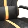 Silla gaming con masaje cuero sintético dorado y negro de , Sillones para videojuegos - Ref: Foro24-345559, Precio: 104,69 €,...