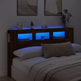 Cabecero LED madera ingeniería marrón roble 180x18,5x103,5 cm de , Cabeceros y pies de cama - Ref: Foro24-837364, Precio: 101...
