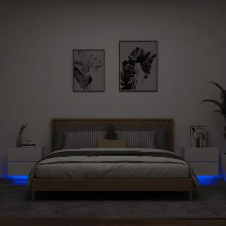 Mesitas de noche de pared con luces LED 2 unidades blanco de , Mesitas de noche - Ref: Foro24-836813, Precio: 81,28 €, Descue...