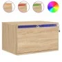 Mesita de noche de pared con luces LED roble Sonoma de , Mesitas de noche - Ref: Foro24-836830, Precio: 42,91 €, Descuento: %