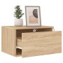 Mesita de noche de pared con luces LED roble Sonoma de , Mesitas de noche - Ref: Foro24-836830, Precio: 41,89 €, Descuento: %