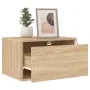Mesita de noche de pared con luces LED roble Sonoma de , Mesitas de noche - Ref: Foro24-836830, Precio: 42,91 €, Descuento: %