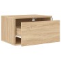 Mesita de noche de pared con luces LED roble Sonoma de , Mesitas de noche - Ref: Foro24-836830, Precio: 41,89 €, Descuento: %