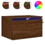 Wand-Nachttische mit LED-Lichtern, 2 Stück, in brauner Eiche. von , Nachttische - Ref: Foro24-836839, Preis: 70,48 €, Rabatt: %