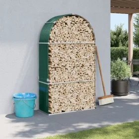 Leñero de acero galvanizado verde 120x45x210 cm de , Bolsas y soportes de leña - Ref: Foro24-364542, Precio: 63,82 €, Descuen...