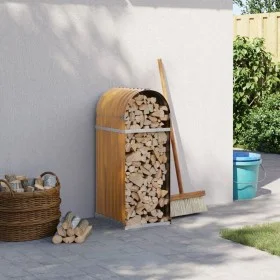 Leñero de acero galvanizado marrón claro 40x45x100 cm de , Bolsas y soportes de leña - Ref: Foro24-364577, Precio: 45,08 €, D...