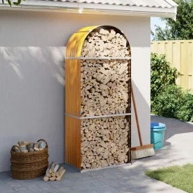 Leñero de acero galvanizado marrón claro 80x45x190 cm de , Bolsas y soportes de leña - Ref: Foro24-364580, Precio: 61,90 €, D...