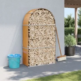 Leñero de acero galvanizado marrón claro 120x45x210 cm de , Bolsas y soportes de leña - Ref: Foro24-364582, Precio: 60,09 €, ...