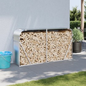 Leñero de acero galvanizado plateado 180x45x100 cm de , Bolsas y soportes de leña - Ref: Foro24-364594, Precio: 56,30 €, Desc...