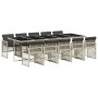 Set de comedor de jardín 11 pzas y cojines ratán sintético gris en Conjuntos de jardín | Comprar online en Foru.es