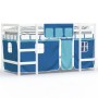 Cama alta para niños con cortinas madera pino azul 90x200 cm de , Camas y somieres - Ref: Foro24-3206968, Precio: 201,50 €, D...