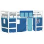 Cama alta para niños con cortinas madera pino azul 90x200 cm de , Camas y somieres - Ref: Foro24-3206968, Precio: 201,50 €, D...