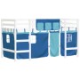 Cama alta para niños con cortinas madera pino azul 90x200 cm de , Camas y somieres - Ref: Foro24-3206968, Precio: 201,50 €, D...