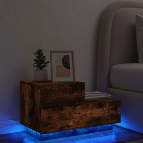 Mesita de noche con luces LED roble ahumado 70x36x40,5 cm de , Mesitas de noche - Ref: Foro24-836781, Precio: 69,21 €, Descue...