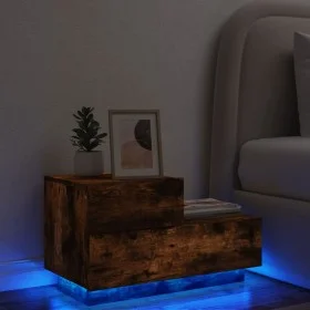 Mesita de noche con luces LED roble ahumado 70x36x40,5 cm by , Nightstands - Ref: Foro24-836781, Price: 68,12 €, Discount: %