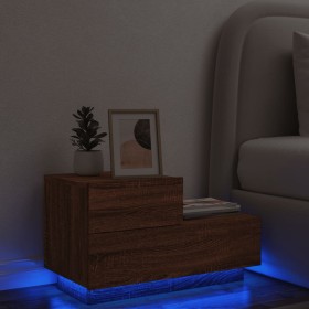 Mesita de noche con luces LED roble marrón 70x36x40,5 cm de , Mesitas de noche - Ref: Foro24-836783, Precio: 70,93 €, Descuen...
