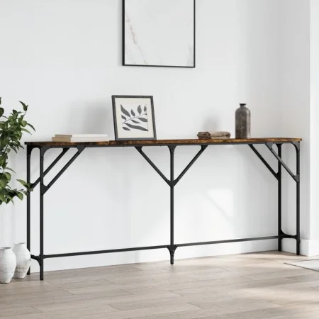 Mesa consola madera de ingeniería roble ahumado 180x23x75 cm de , Mesas auxiliares - Ref: Foro24-837769, Precio: 60,90 €, Des...