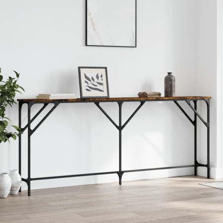 Mesa consola madera de ingeniería roble ahumado 180x23x75 cm de , Mesas auxiliares - Ref: Foro24-837769, Precio: 61,93 €, Des...